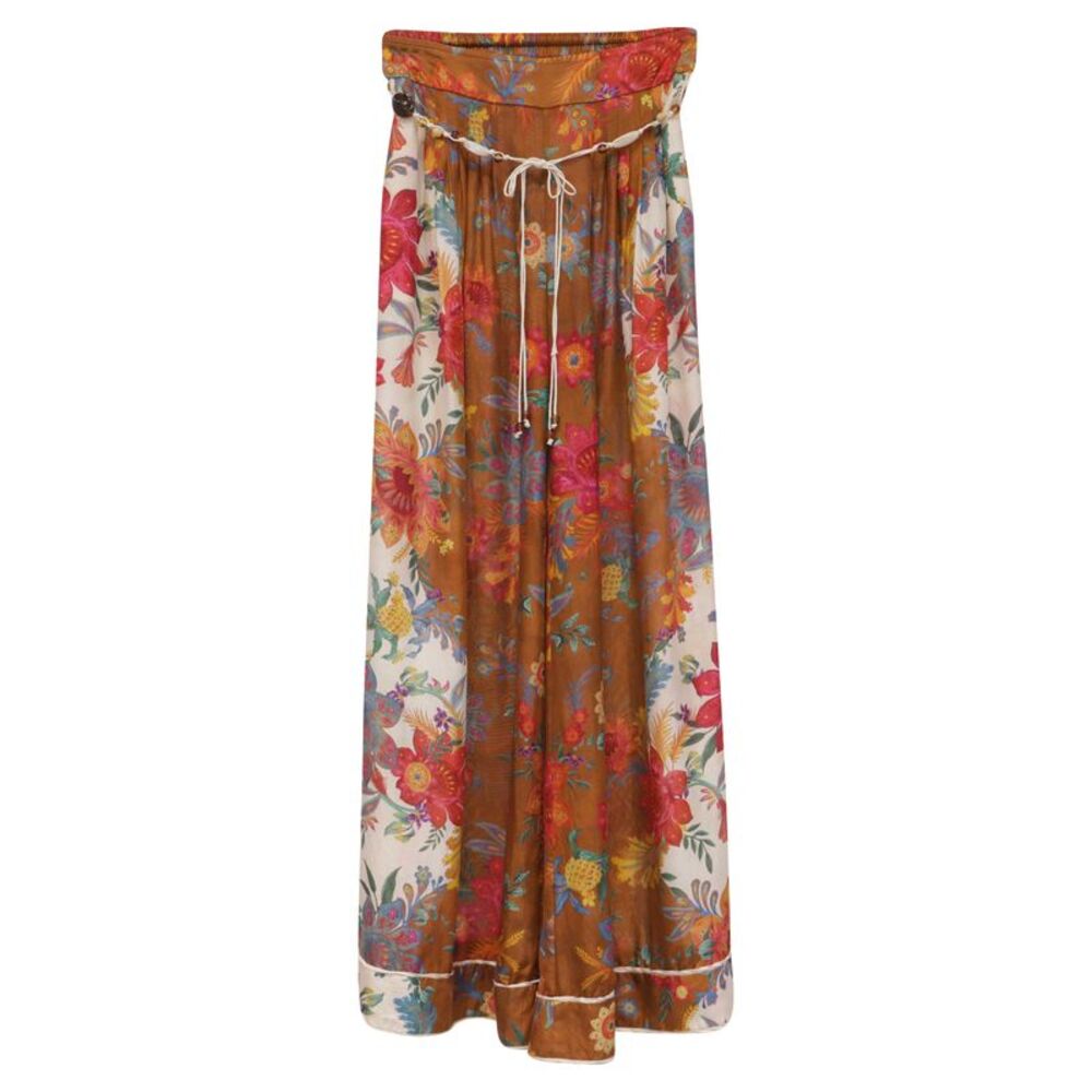 Zimmermann Ginger Floral-Print Wide-Leg Pants in Multicolor Silk